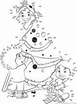 Christmas Kids Tree Dot Dots Connect Worksheet Decorating Printable Pdf sketch template