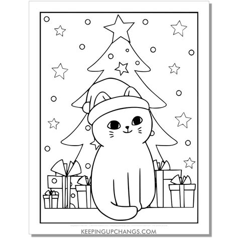 christmas cat coloring pages  popular printables