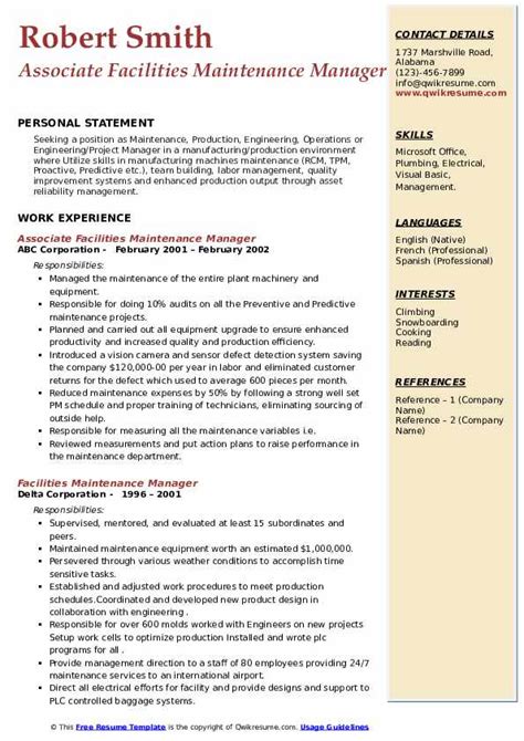 resume sample for maintenance manager this maintenance manager resume