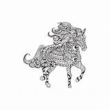 Cavalos Zentangle Volwassenen Paarden Kleurboek Paard sketch template
