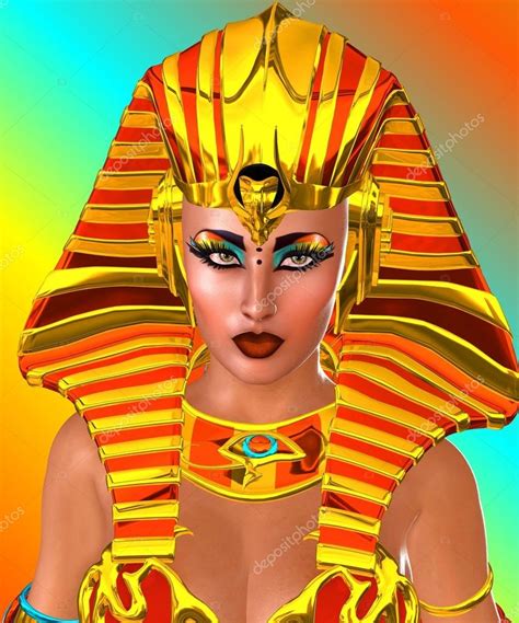 Ancient Egyptian Pharaoh Queen On Abstract Background