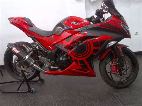 foto modifikasi motor ninja  merah terbaru
