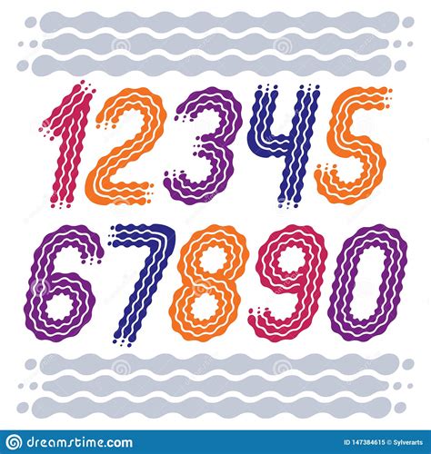 vector trendy cool numbers collection rounded bold italic numerals