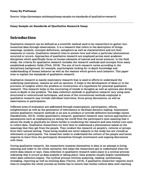 essay sample  standards  qualitative research  essay term
