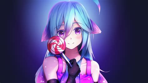 anime girl cute rainbows  lolipop laptop full hd p hd  wallpapers images