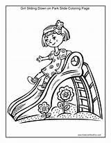 Coloring Pages Park Girl Slide Sliding Playground Kidscanhavefun Fun Kids Mandala Designlooter sketch template