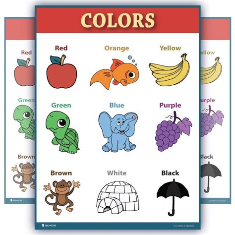 learning colors preschool chart poster classroom young  refined