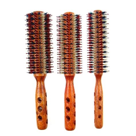 colors bristles hair brush comb wood handle hair combing  shiny