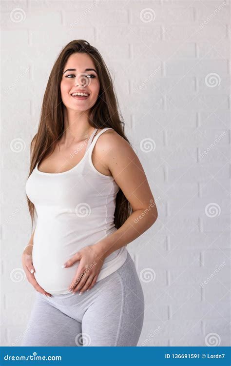 Happy Smiling Beautiful Pregnant Woman Stock Image Image Of Girl