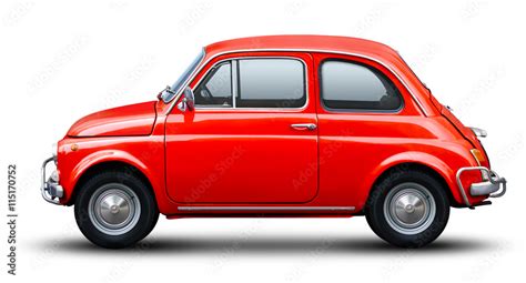 small red car side view isolated  white background stock photo