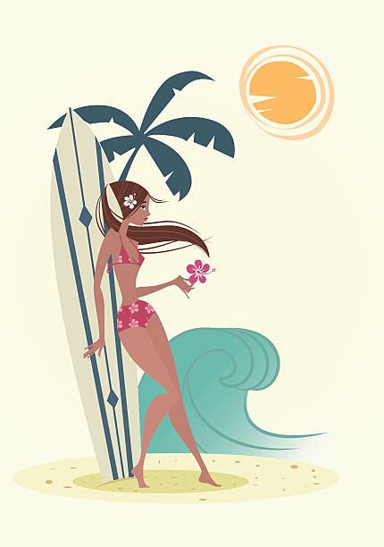 Best Girl Surfer Illustrations Royalty Free Vector