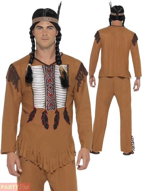 adults native indian costume mens western warrior fancy