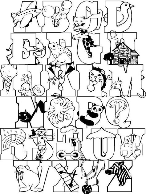 full alphabet coloring page colorpages coloring coloringpages hand