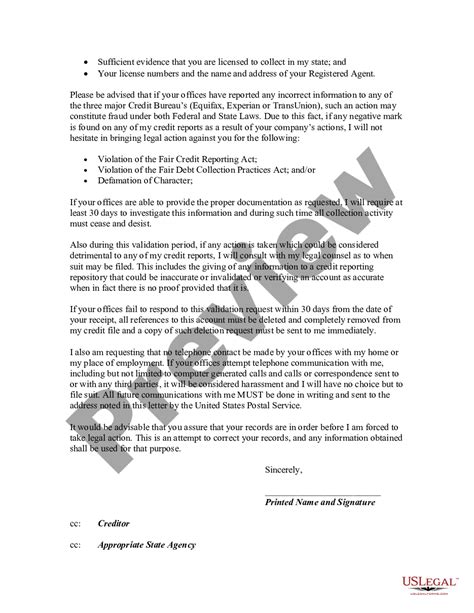 letter requesting  collection agency  validate  debt