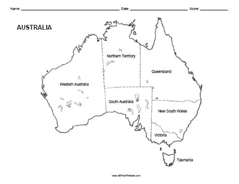 australia labeled map  printable