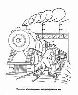 Coloring Train Pages Crossing Railroad Activity Trains Template Steam sketch template