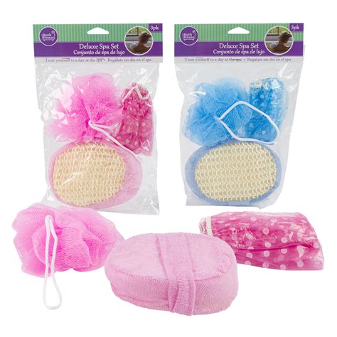 wholesale pc bath sponge set  assorted colors pink white