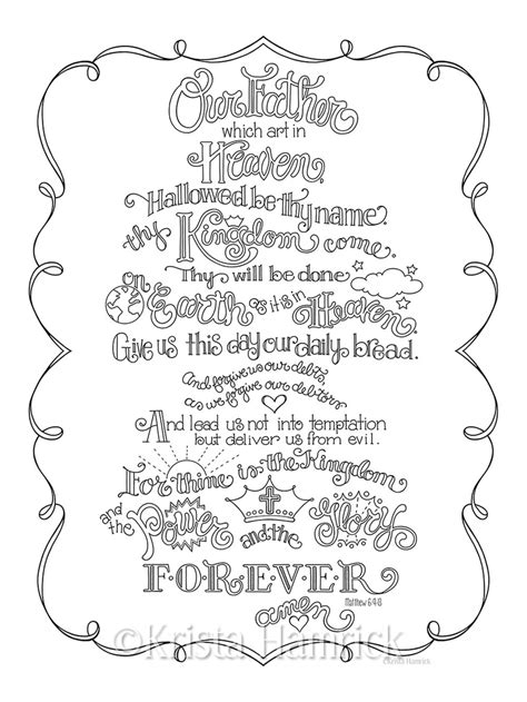 lords prayer coloring page   sizes  etsy