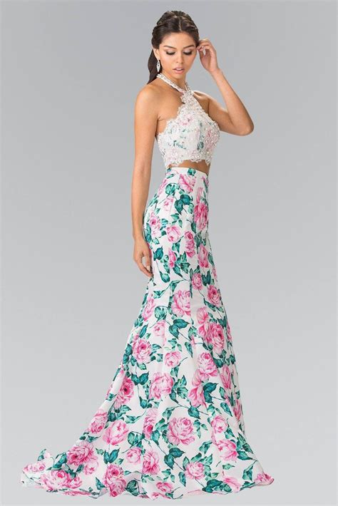 sexy 2 piece long floral prom dress simply fab dress