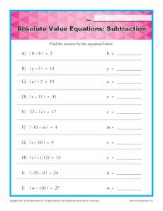 absolute  equation worksheet worksheet info
