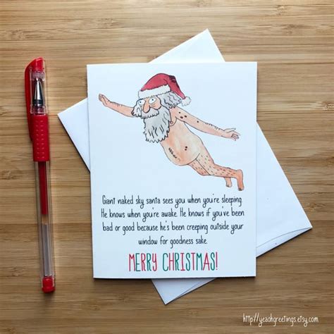 funny naked santa christmas card giant naked santa merry