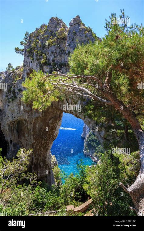 arco naturale geological feature   island  capri italy stock photo alamy