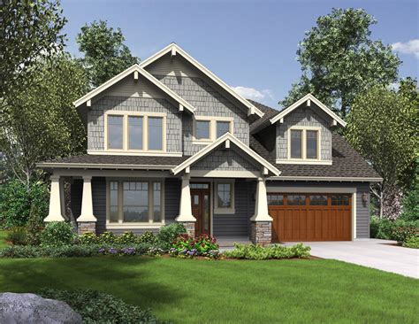 story craftsman house plans front porches  thick tapered columns  bed