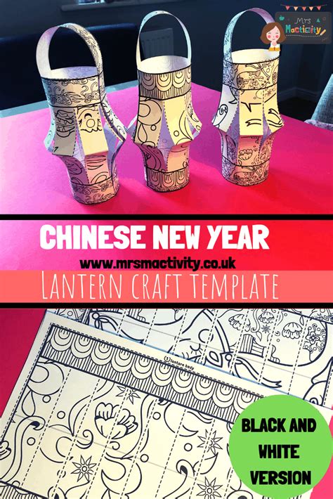 chinese lantern craft template blackwhite lunar  year resources