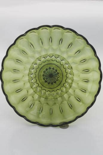Vintage Green Glass Cake Stand Fairfield Anchor Hocking