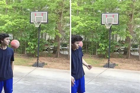 guy shoots basketball hoops and ends up getting hit in the face daily