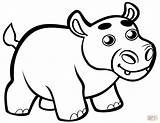 Coloring Hippo Hippopotamus Baby Pages Clipart Cute Printable Drawing Cartoon Animals Webstockreview Categories sketch template