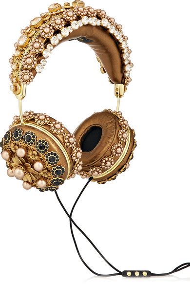 Dolce And Gabbana Frends Embellished Metallic Leather Headphones