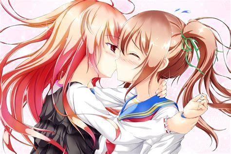 lesbian anime couples pictures wallpapers wallpaper cave