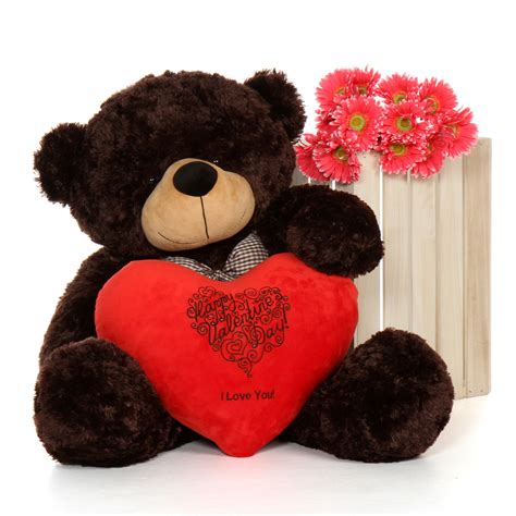foot happy valentines day  love  teddy bear plush red heart pillow