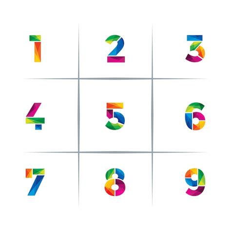colorful poly number logo design set vector premium