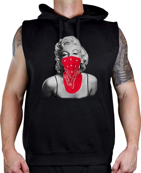 Men S Marilyn Monroe Red Bandana Kt T126 Black Sleeveless Vest Hoodie