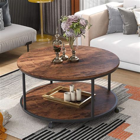 rustic style coffee table  coffee table  casters  wood