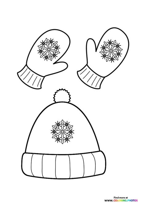 winter mittens  hat coloring pages  kids