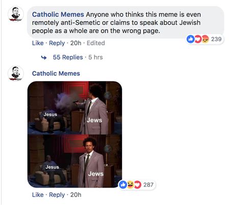 a catholic facebook group posted an anti semitic meme what can we