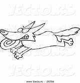 Dog Cartoon Running Vector Frisbee Coloring Outline Leishman Ron Royalty sketch template