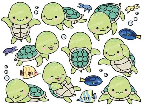 premium vector clipart kawaii turtle cute turtle clipart set sea