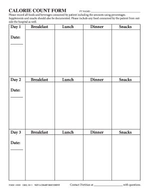 calorie count form fill  printable fillable blank pdffiller