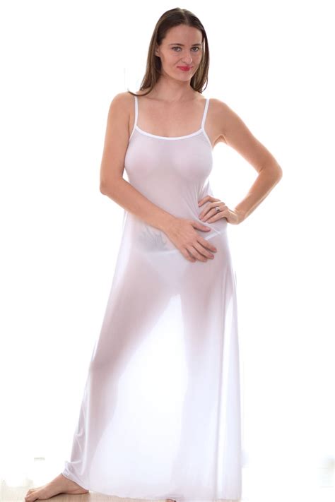 white sheer nightgown see through lingerie ankle length nightgown