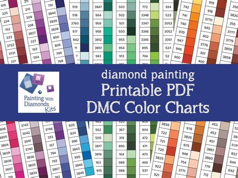 diamond painting printable dmc color chart  shown