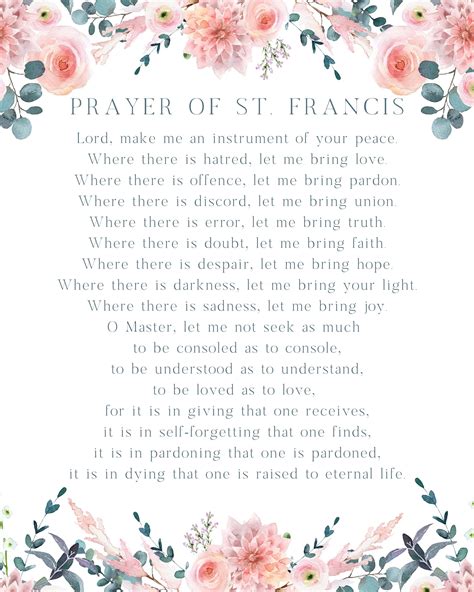 st francis prayer printable  printable word searches