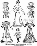 Victorian Paper Dolls Color Cut These Cloths Several Changes Includes Daughter Both Mother Little Set sketch template