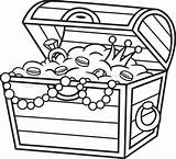 Treasure Drawing Box Chest Gold Jewels Coloring Getdrawings sketch template