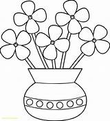 Pot Flower Drawing Coloring Line Pages Getdrawings sketch template