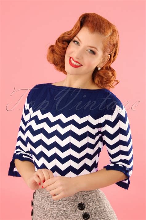 60s vanilla top in navy and white