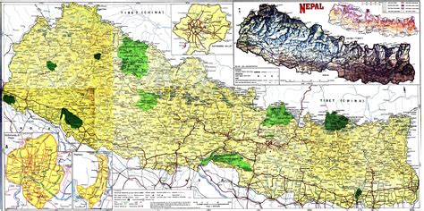 large detailed road  physical map  nepal nepal large detailed